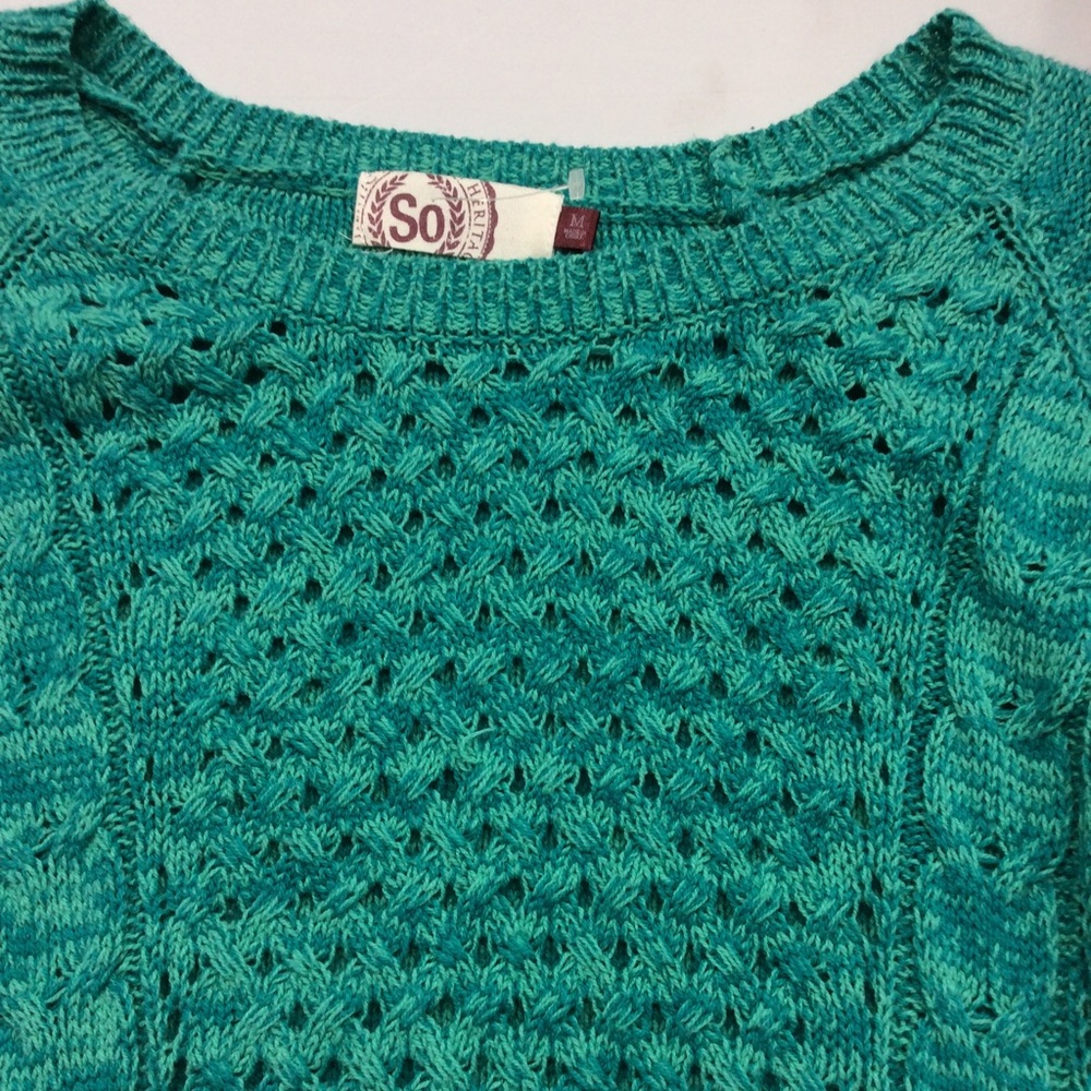 So Medium Green And Teal Blend Sweater